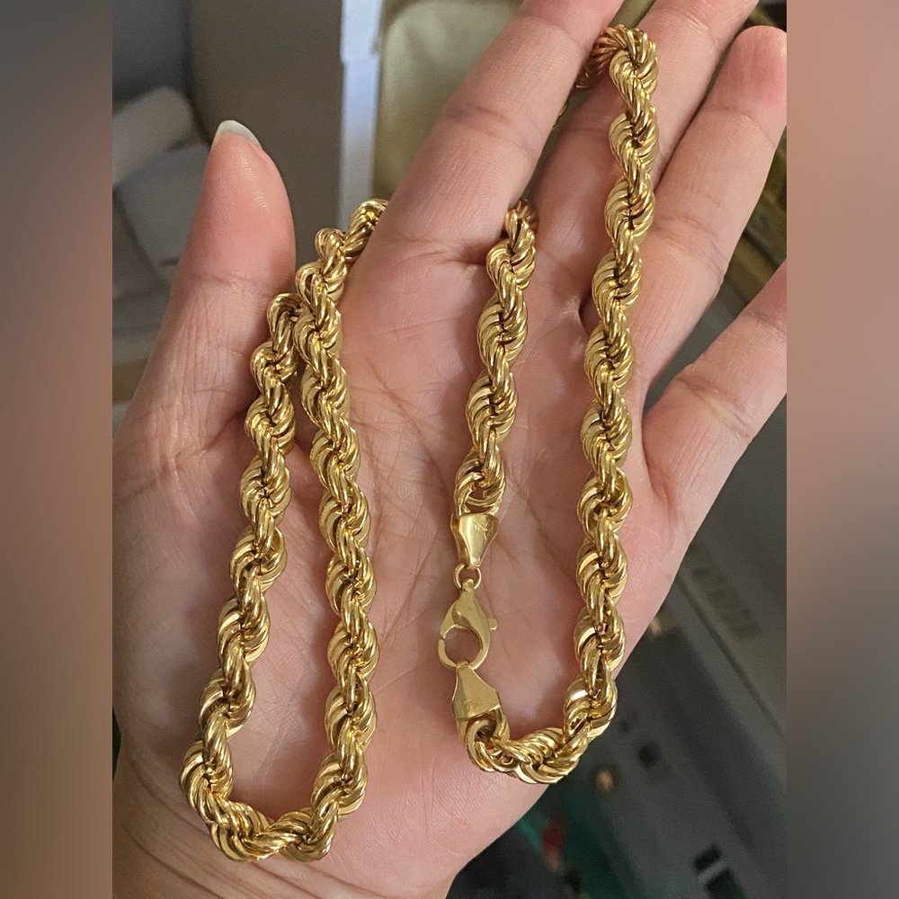 Real 18k Gold Rope Chain Necklace